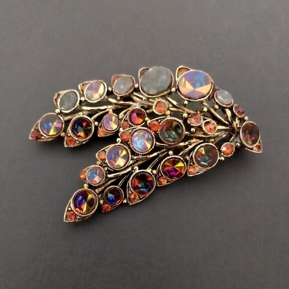 Jewelry - Heliotrope Watermelon Brooch HTF Flat Top Inverted Stone Crystal Rhinestone